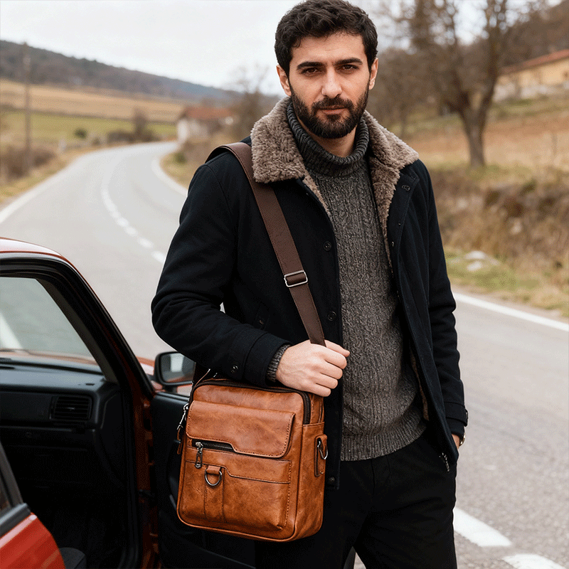 🔥Akció 50% kedvezmény 👜 Modern és napi férfibőrtáska, nagyobb térfogat