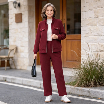 💥【M-4XL】Costum gros din catifea pentru femei (Sacou + pantaloni)