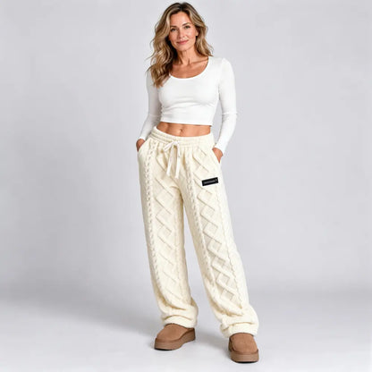 🔥【XS-2XL】Pantaloni groși și călduroși de toamnă/iarnă, cu croială lejeră, din material jacquard și cu căptușeală din fleece
