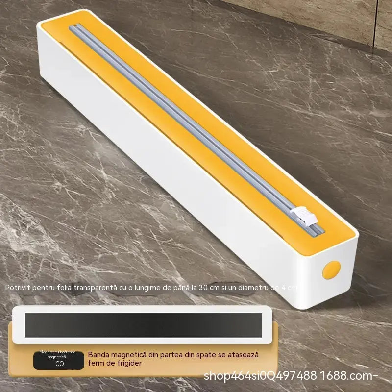 🍱 Dispozitiv magnetic de tăiat folie alimentară, cu montare pe perete – ideal pentru tăiere și depozitare.✅