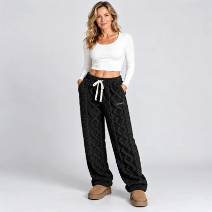 🔥【XS-2XL】Pantaloni groși și călduroși de toamnă/iarnă, cu croială lejeră, din material jacquard și cu căptușeală din fleece
