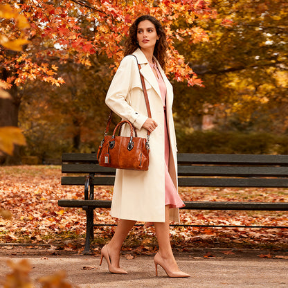 Γυναικεία ρετρο δερματική τσάντα Μποστън, με μαλαστή υφή, κατάλληλη για φορητότητα στο ώμο