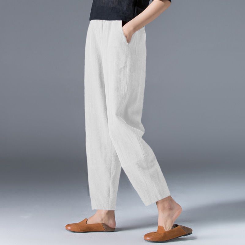 🌿50% reducere🔥【40-120 kg】Pantaloni largi pentru femei din bumbac și in, disponibile în mărimi mari