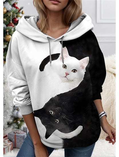 🐱【S-6XL】Bluză de damă cu imprimeu 3D reprezentând o pisică/un animal. Design unic, stil drăguț.