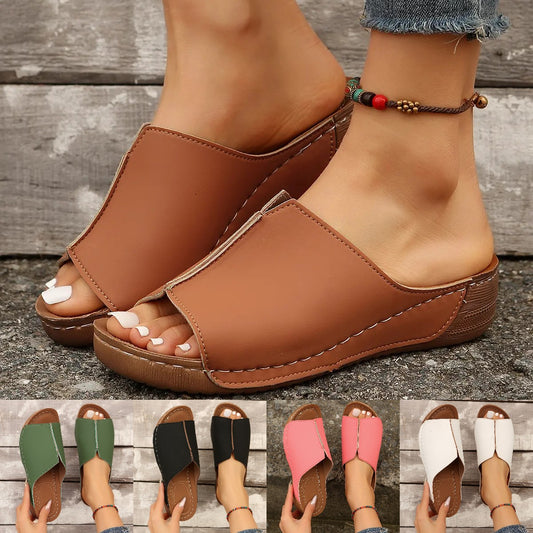 💥【Žhavý výprodej】Tlumicí podrážky, vylepšené elastické lehké sandály, ortopedické klínové sandály, silné sandály s oporou klenby - 3674051 