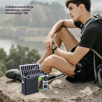 💥🏕️【Nowość】Wielofunkcyjne przenośne radio, radio AM, Bluetooth z kartą TF, dźwięk wielostrefowy