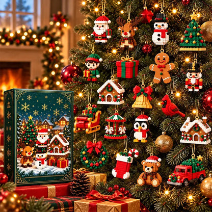 🎄 Calendar Advent 2026 cu Mini Blocuri de Construcție de Crăciun · 24 de Surprize · Ornamente de Agățat în Brad · Cadou Perfect pentru Familie!