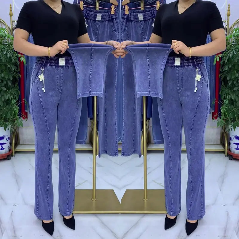 🏆👖【S–4XL】Blugi elastici pentru femei, cu talie înaltă