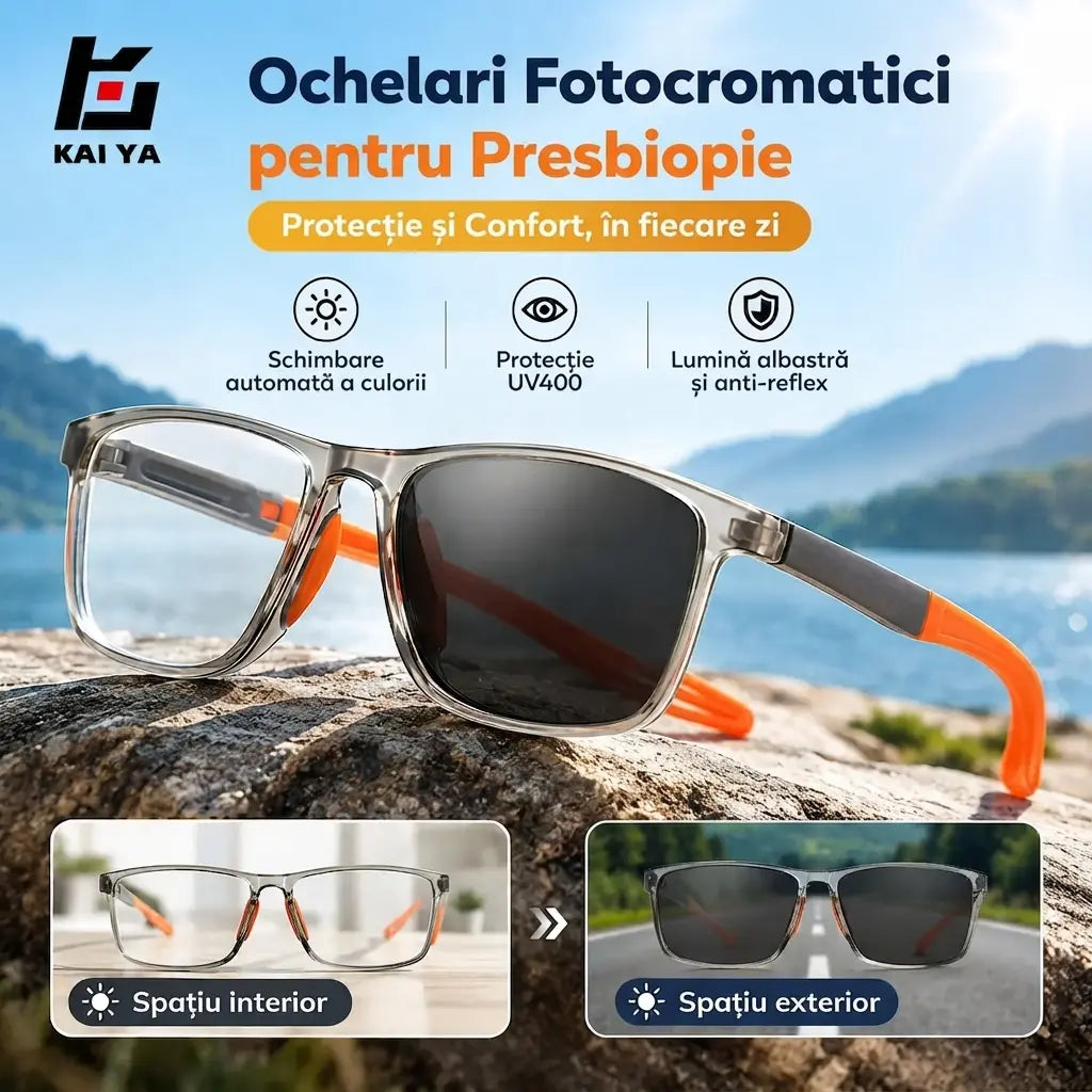 🕶️ Ochelari de citit fotocromici, ultraușori și de înaltă definiție, concepuți special pentru persoanele în vârstă.