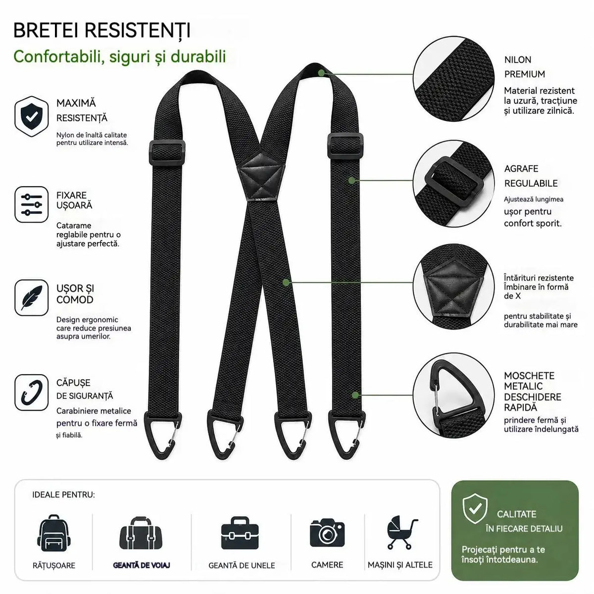 Bretele Reglabile pentru Bărbați în Formă de X, Cu Clipsuri Metalice Puternice, Stil Clasic și Elastic pentru Pantaloni