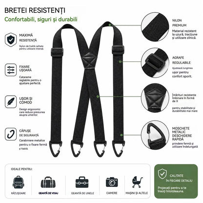 Bretele Reglabile pentru Bărbați în Formă de X, Cu Clipsuri Metalice Puternice, Stil Clasic și Elastic pentru Pantaloni