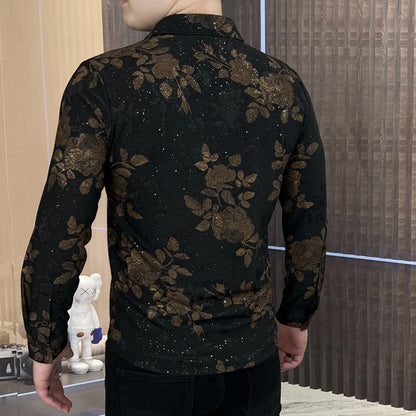 🔥Cămașă nouă cu mânecă lungă, imprimeu și rever, cu broderie rafinată, toamna 2025