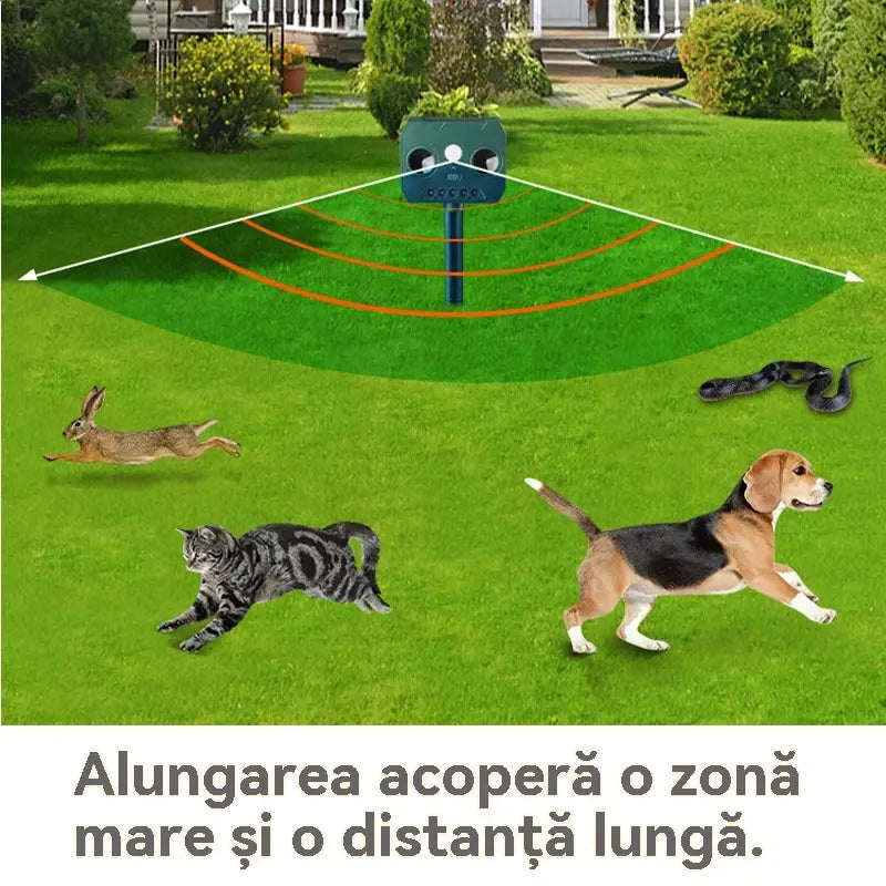 🔥Repelent de păsări cu ultrasunete, alimentat cu energie solară, pentru exterior, cu claxoane duble + lumini intermitente