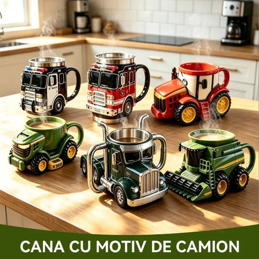🛍️ Cronică Fermei Vintage 2026: Cănă Ceramică 3D în Formă de Utilaj Agricol 🚜 Tractor, Camion și Combine de Recoltat | Design Realist, 2 Culori & 3 Modele, Cadoul Perfect