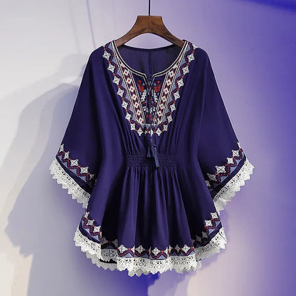 ✨【S~5XL】Topuri brodate pentru femei, mărimi mari, topuri de vară noi