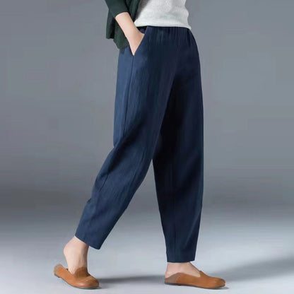 🌿50% reducere🔥【40-120 kg】Pantaloni largi pentru femei din bumbac și in, disponibile în mărimi mari