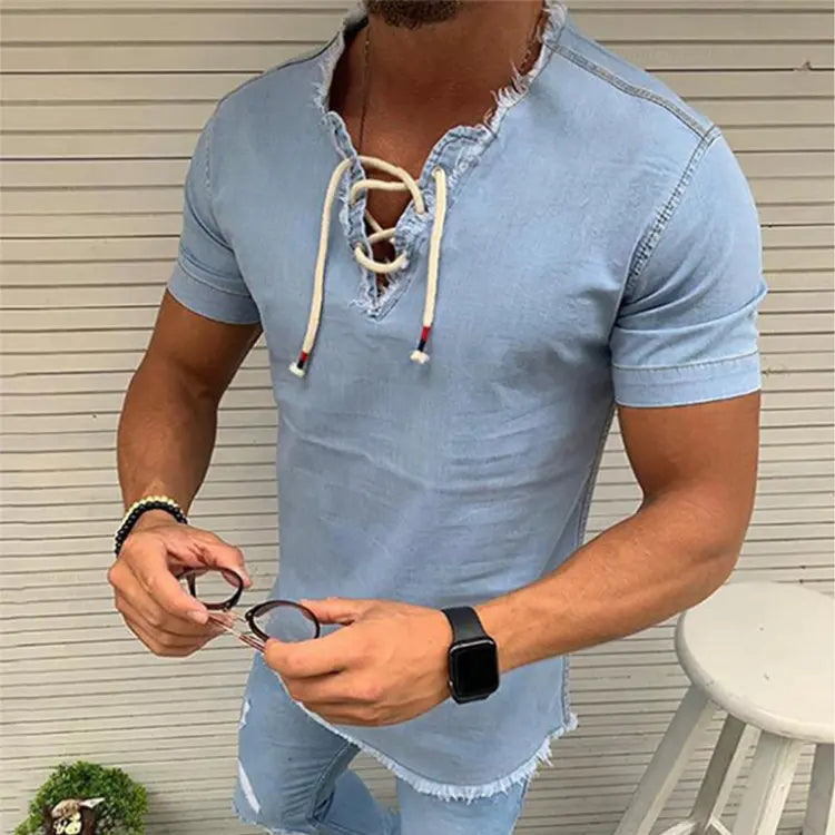 🤠【40-110kg✨】👔Cămașă bărbătească din denim, material elastic, mărimi mari disponibile ✅️Plată la livrare