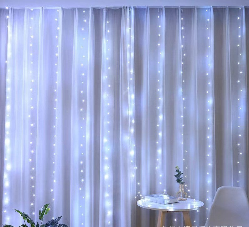 Cortinas de luces LED, luces decorativas ambientales con control remoto USB, decoración navideña para el dormitorio