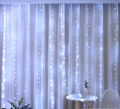 Cortinas de luces LED, luces decorativas ambientales con control remoto USB, decoración navideña para el dormitorio
