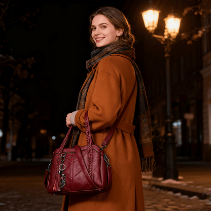 【🔥Horúci výpredaj🔥 Model 2025】Módna taška z hovädzej kože, trojvrstvová veľká kapacita, mäkká a pohodlná koža