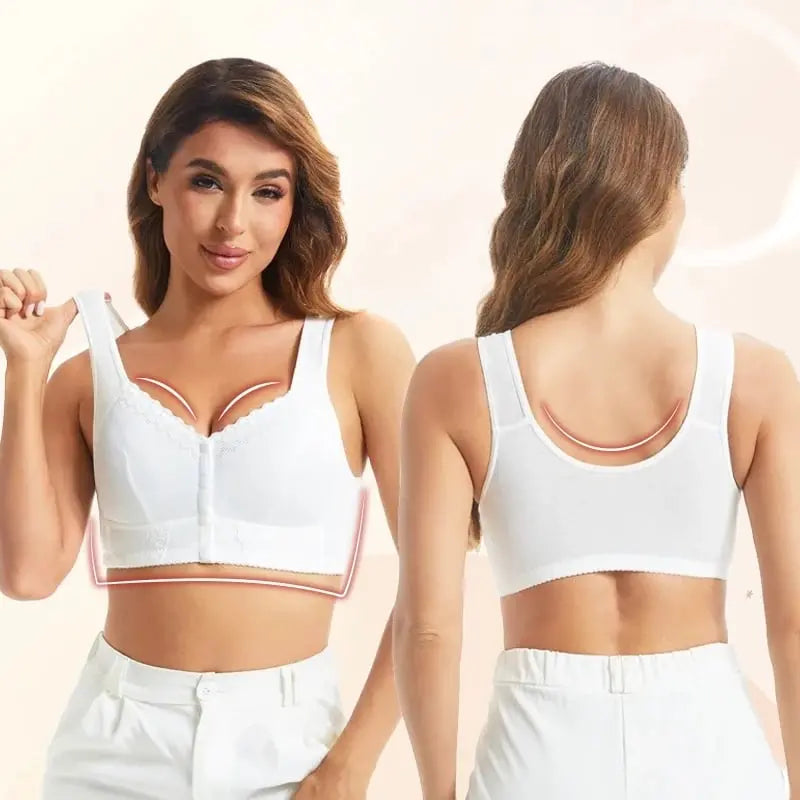 【Set 3 piese】💕🎁【45-155 kg】Sutien plus-size, respirabil, din bumbac moale, cu nasturi în față