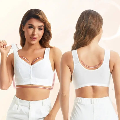 【Set 3 piese】💕🎁【45-155 kg】Sutien plus-size, respirabil, din bumbac moale, cu nasturi în față
