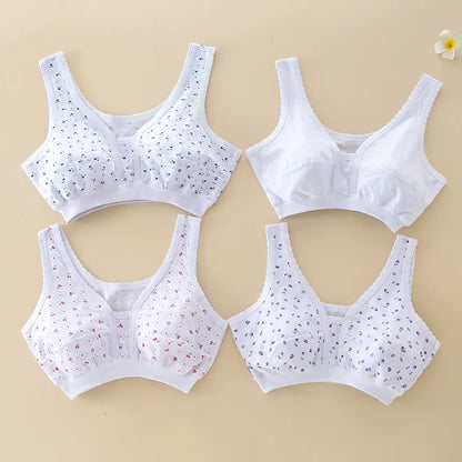 [Set de 4 piese] Set de lenjerie intimă format din 8 piese, stil vestă mică din bumbac, pentru femei de vârstă mijlocie și în vârstă, mărimi mari