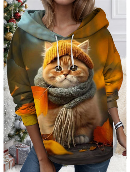 🐱【S-6XL】Bluză de damă cu imprimeu 3D reprezentând o pisică/un animal. Design unic, stil drăguț.