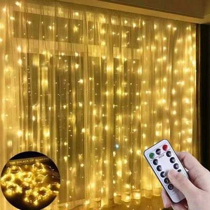 Cortinas de luces LED, luces decorativas ambientales con control remoto USB, decoración navideña para el dormitorio