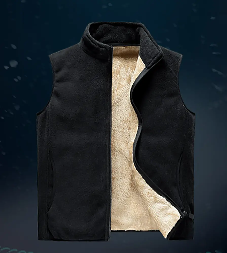 😍【M-SXL】Vestă de iarnă din cașmir pentru bărbați, cu căptușeală din fleece – călduroasă și confortabilă