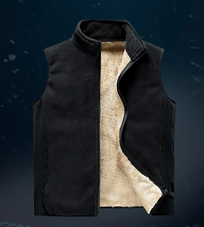 😍【M-SXL】Vestă de iarnă din cașmir pentru bărbați, cu căptușeală din fleece – călduroasă și confortabilă