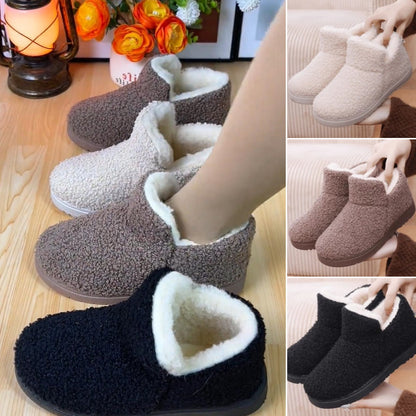 💟【velikosti 35-41】Teplé ploché boty s peřím, vlnou a hrubým materiálem 
