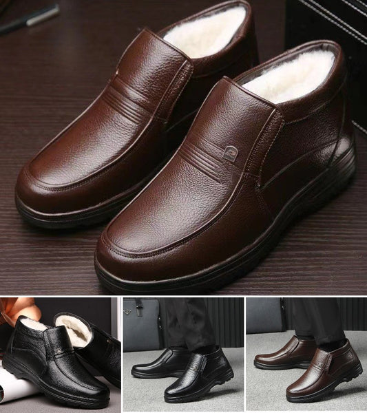 【38-44】Noi de iarnă pentru bărbați din piele naturală, plus catifea și lână îngroșată, pantofi caldi din bumbac, înalți.