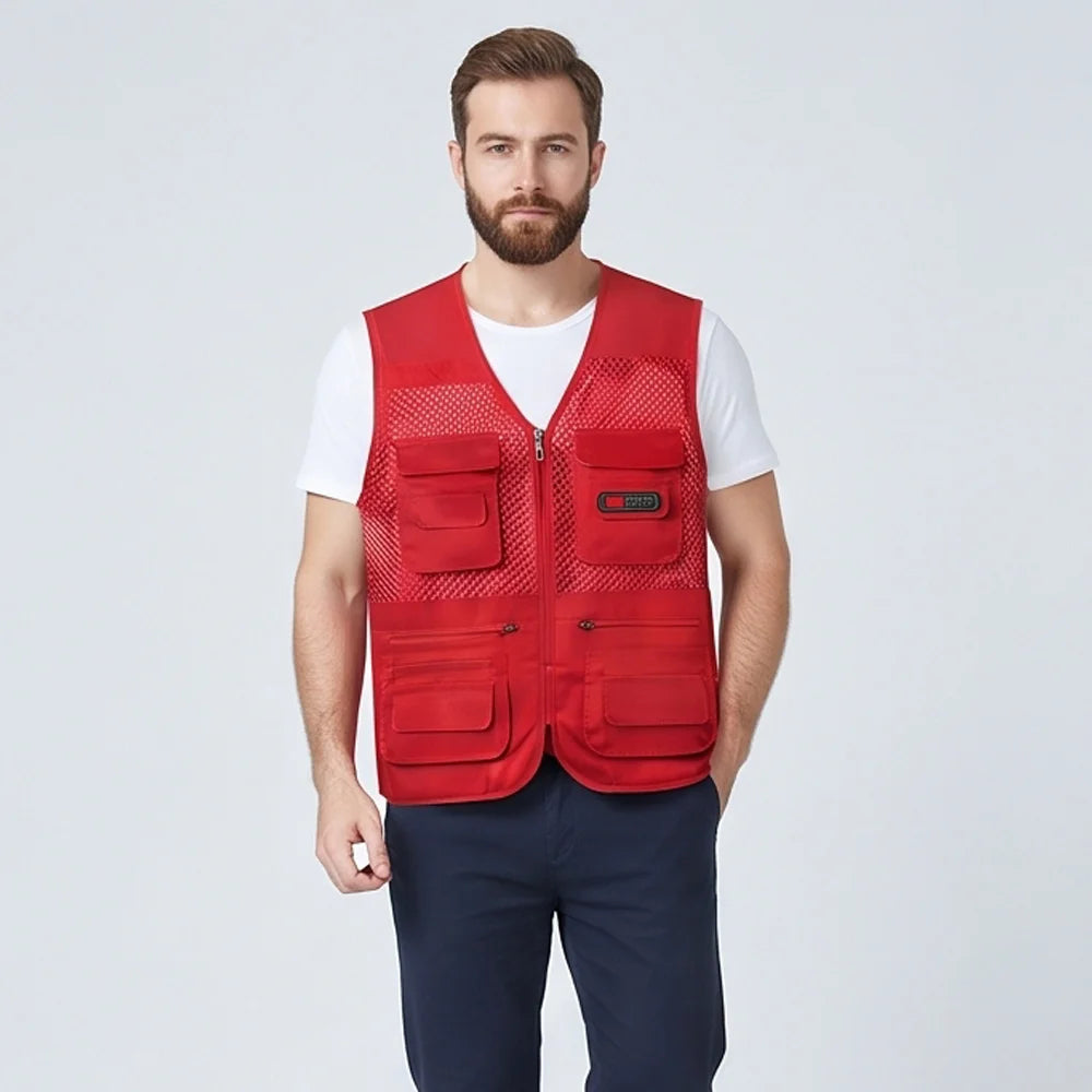 Vesta de Vară Bărbați cu Plasă Respirabilă – Veste Multifuncțională cu Multi-Buzunare pentru Pescuit, Fotografie, Drumeții și Călătorii