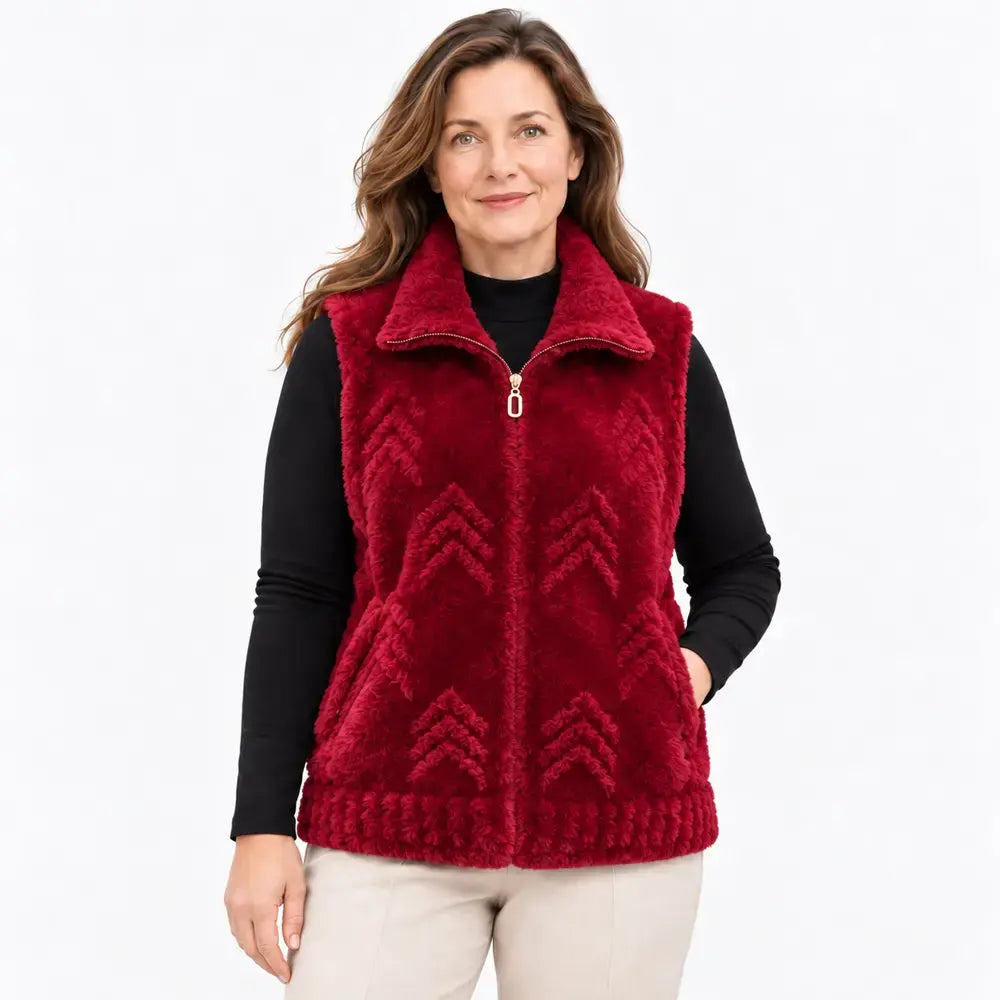🔥【M–5XL】Vestă din fleece cu aspect de blană de nurcă pentru femei mature – vestă groasă