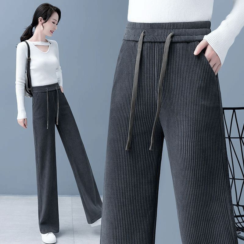 🔥【Compre uno y llévese otro gratis】 👖Nuevos pantalones casuales de terciopelo con perneras anchas, muy cómodos de usar.