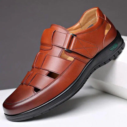 👞【38-44】2026 Vară Sandale Bărbați Piele de vacă Respirabil Hollow Anti-alunecare Casual