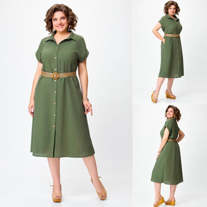 Oferta limitowana💥【S-5XL】Wygodna sukienka z kołnierzykiem i talią 2025 