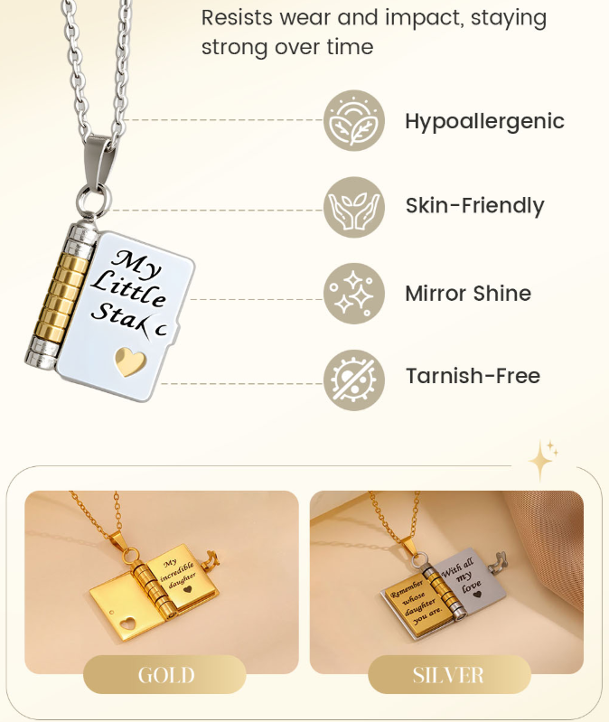 【Cumpără 1 primește 1 gratuit】Colierul meu de carte, potrivit pentru fiică, fiu sau iubită, cadou de ziua de naștere, bijuterii de dragoste pentru absolvire