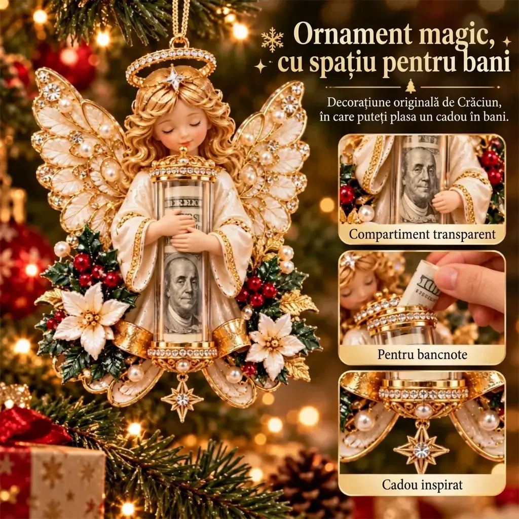 🎁 Prețul pentru setul din 5 piese este de 159 RON ✨Ornament de Crăciun cu înger, pentru bani