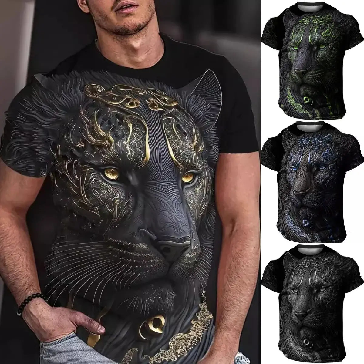 🔥Tricou bărbătesc nou cu mânecă scurtă și imprimeu 3D animal print 2026.