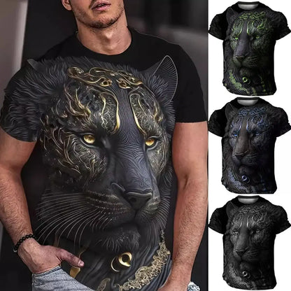 🔥Tricou bărbătesc nou cu mânecă scurtă și imprimeu 3D animal print 2026.