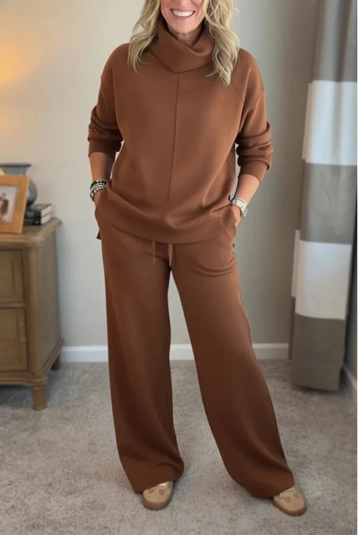 🍂🐏Nou set casual de iarnă pentru femei, de înaltă calitate: pulover minimalist cu guler înalt + pantaloni casual cu croială dreaptă🔥