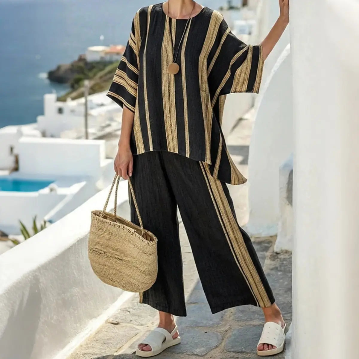 ⏳ Mărimi S-5XL! ⏰ Set lejer și confortabil pentru femei, top cu mânecă scurtă + pantaloni lungi