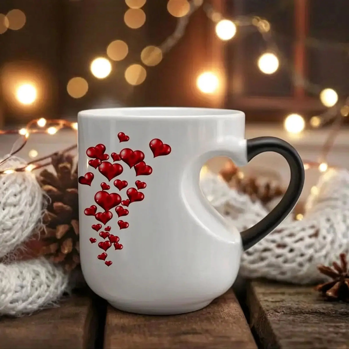 ☕ Cană romantică din ceramică, în formă de inimă (cu mâner care își schimbă culoarea) 💝✨