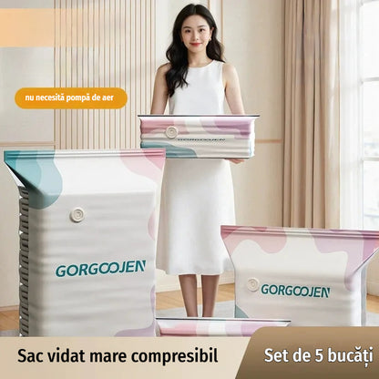 【Pachet de 5】🧳 💨 Sac vidat mare compresibil: nu necesită pompă de aer, soluția ideală pentru a economisi spațiu în valiză și acasă ✈️