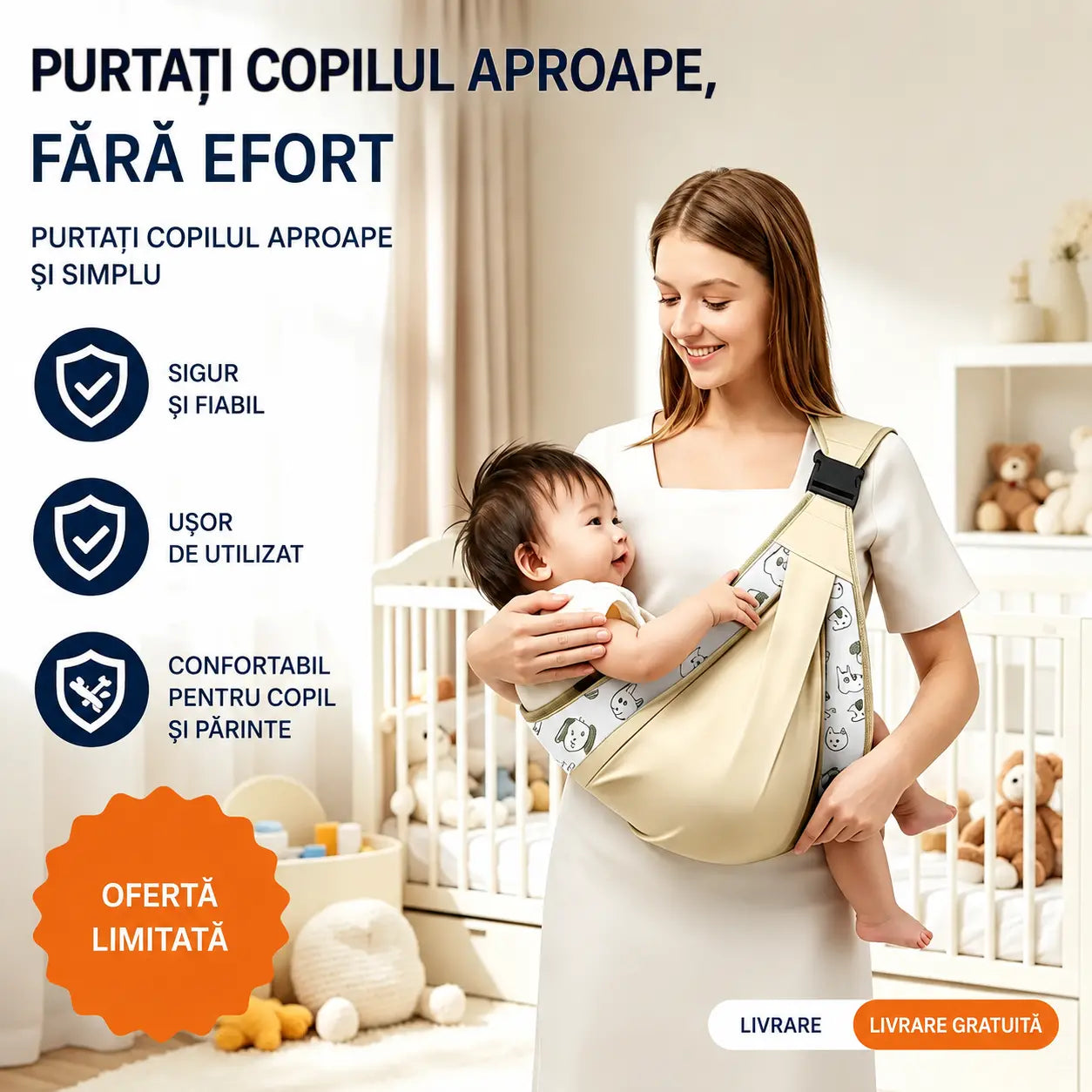 🎉 Peste 50.000 de bucăți vândute! 👶 Marsupiu respirabil 4 în 1 pentru bebeluși: permite purtarea bebelușului în față sau în spate, cu fața spre interior sau spre exterior, confortabil pentru bebeluși de la 0 la 36 de luni. 💞✨