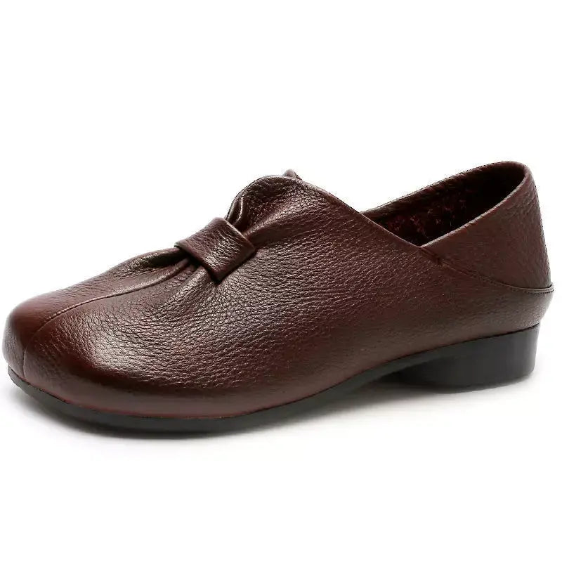 👡【35-42】Pantofi cu talpă moale și fundiță, din piele de vițel de calitate superioară, simpli și eleganți.