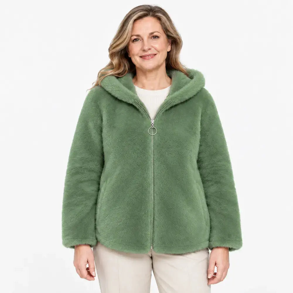 🔥【M-7XL】Jachetă de iarnă din fleece pentru femei – groasă, reversibilă, cu glugă, izolată termic, cu fermoar.