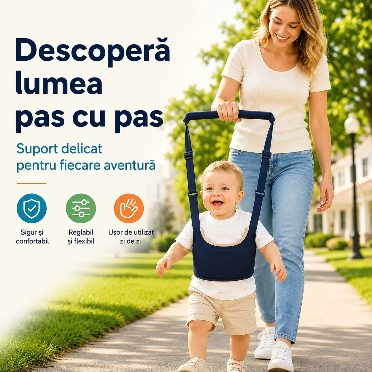 👶🍼 Ham pentru învățarea mersului | Ham 2 în 1 pentru bebeluși, confortabil, respirabil și cu protecție împotriva căderilor